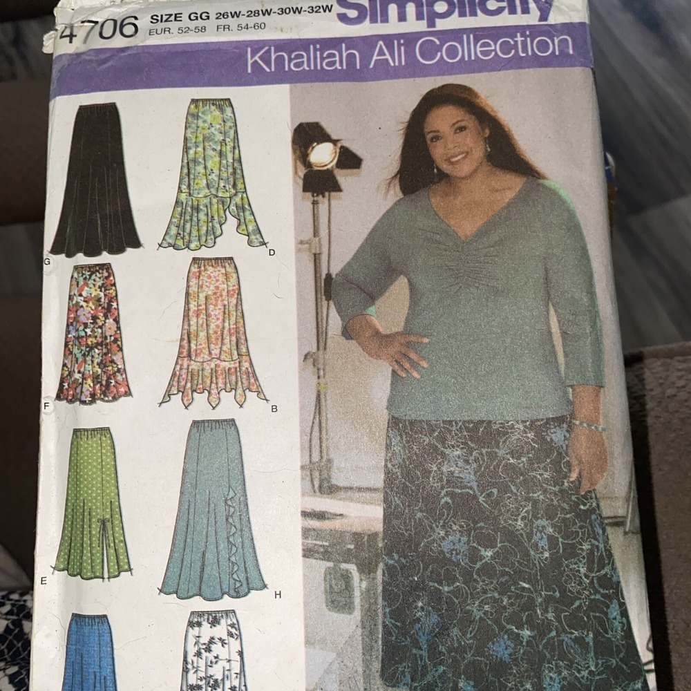 Simplicity 4706 Womens Skirt Sewing Pattern Size 26W-32W Khaliah Ali Uncut